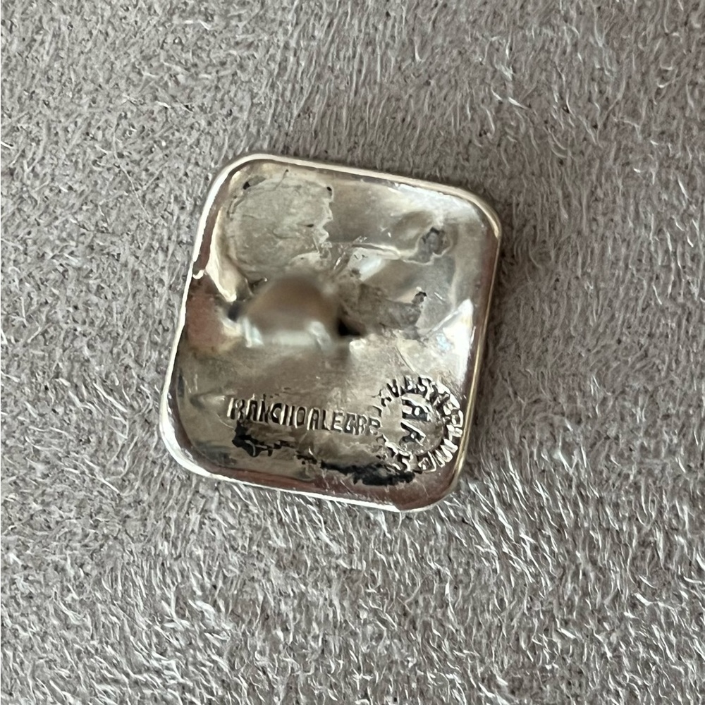 Vintage Rancho Alegre cuff links sterling silver abalone initial M, beautiful - Picture 6 of 8